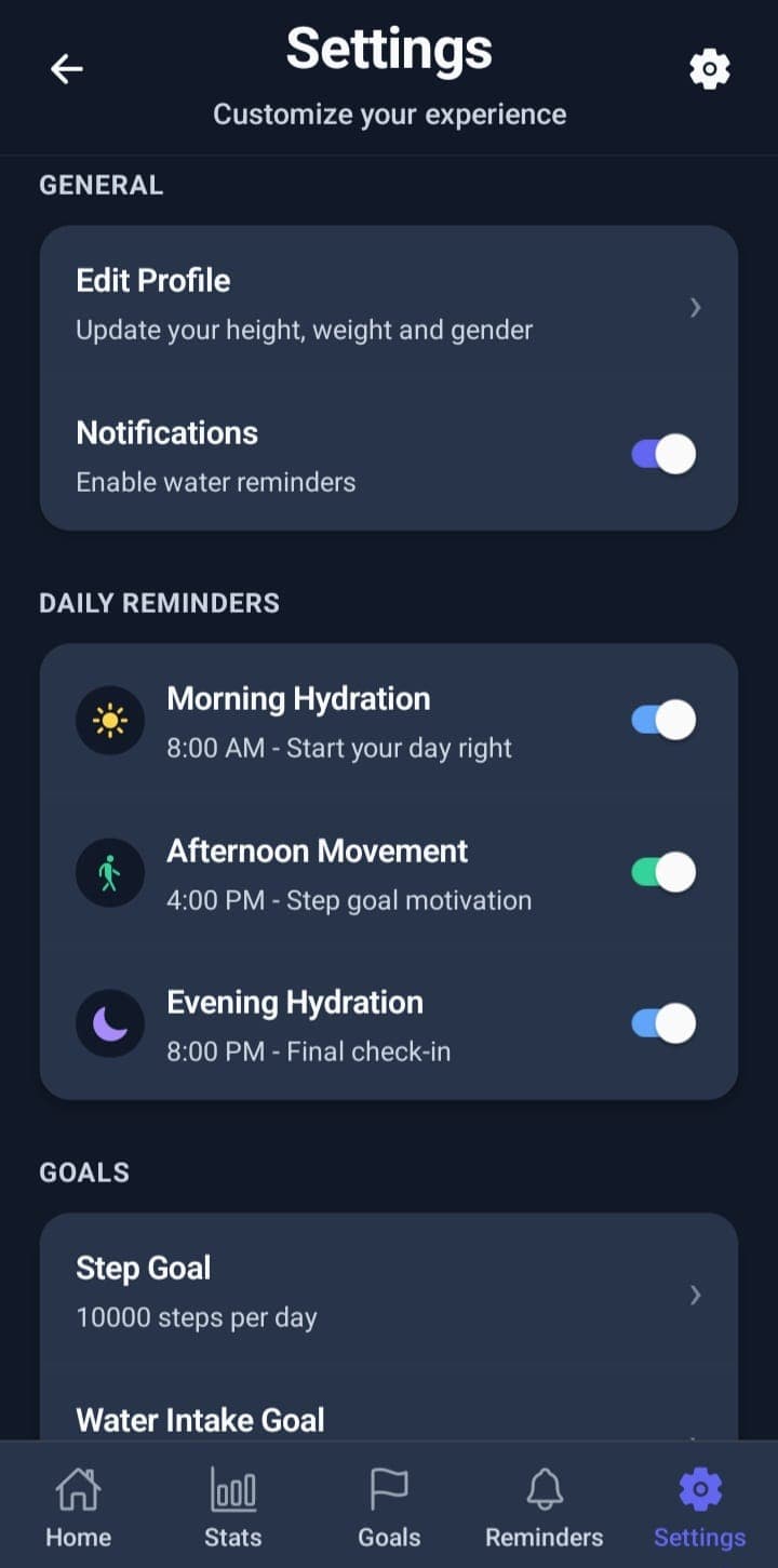 Step counter and Water intake screenshot 1