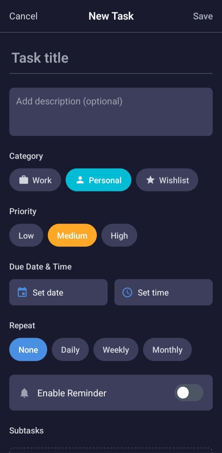 Todo list planner screenshot 3